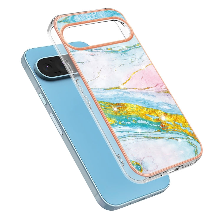 For Google Pixel 9 Pro XL Electroplating Marble Dual-side IMD Phone Case(Green 004)
