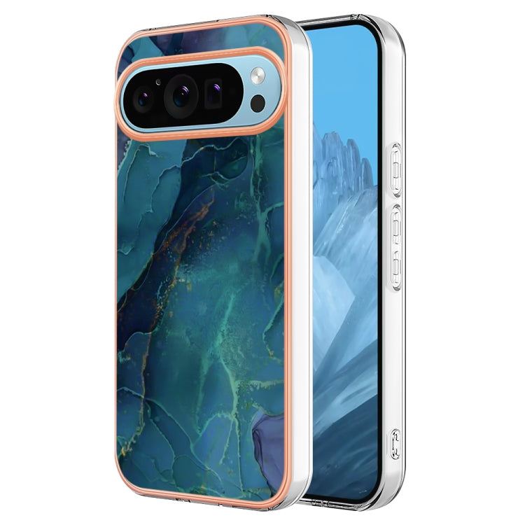 For Google Pixel 9 / 9 Pro Electroplating Marble Dual-side IMD Phone Case(Green 017)
