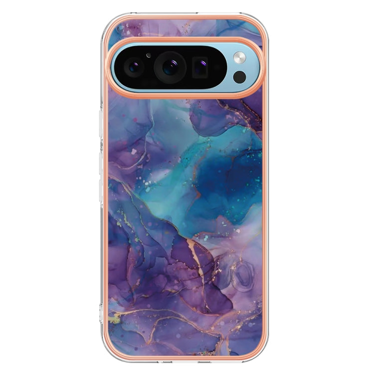 For Google Pixel 9 / 9 Pro Electroplating Marble Dual-side IMD Phone Case(Purple 016)