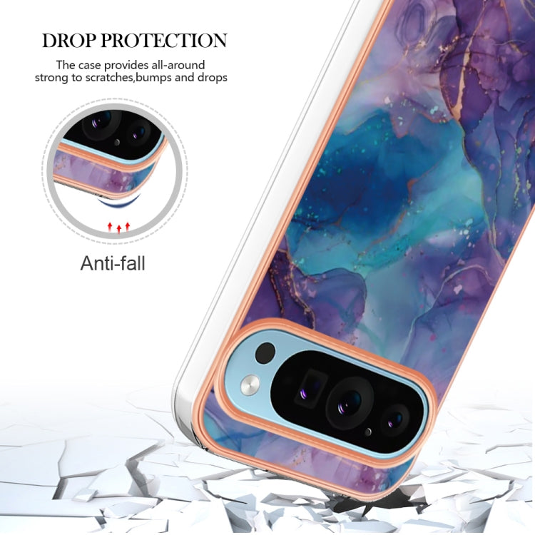 For Google Pixel 9 / 9 Pro Electroplating Marble Dual-side IMD Phone Case(Purple 016)