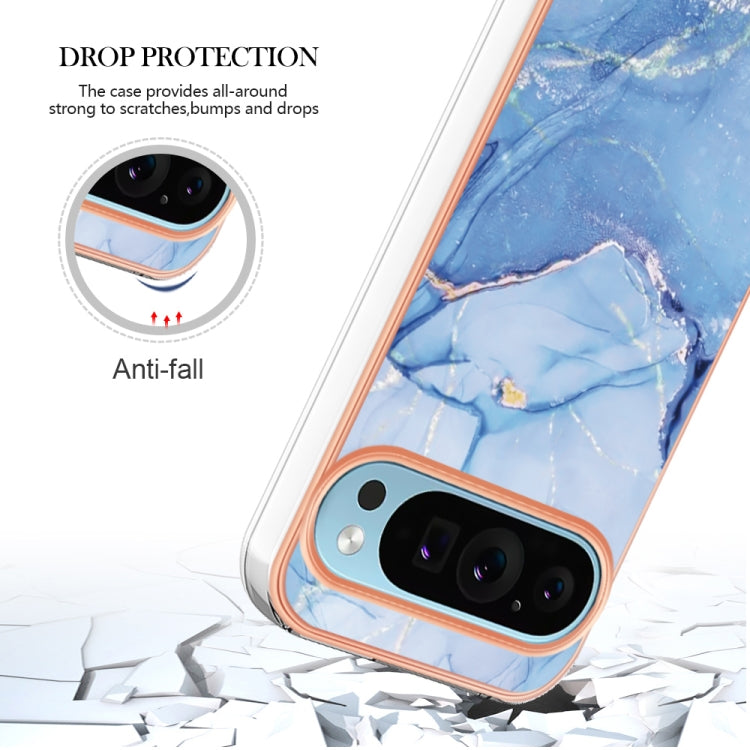 For Google Pixel 9 / 9 Pro Electroplating Marble Dual-side IMD Phone Case(Blue 018)
