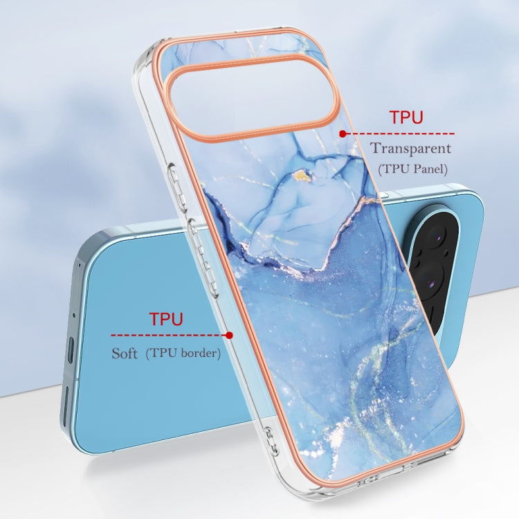 For Google Pixel 9 / 9 Pro Electroplating Marble Dual-side IMD Phone Case(Blue 018)
