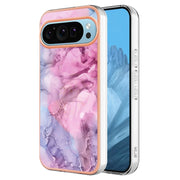 For Google Pixel 9 / 9 Pro Electroplating Marble Dual-side IMD Phone Case(Pink 013)