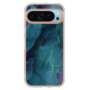 For Google Pixel 9 Pro XL Electroplating Marble Dual-side IMD Phone Case(Green 017)