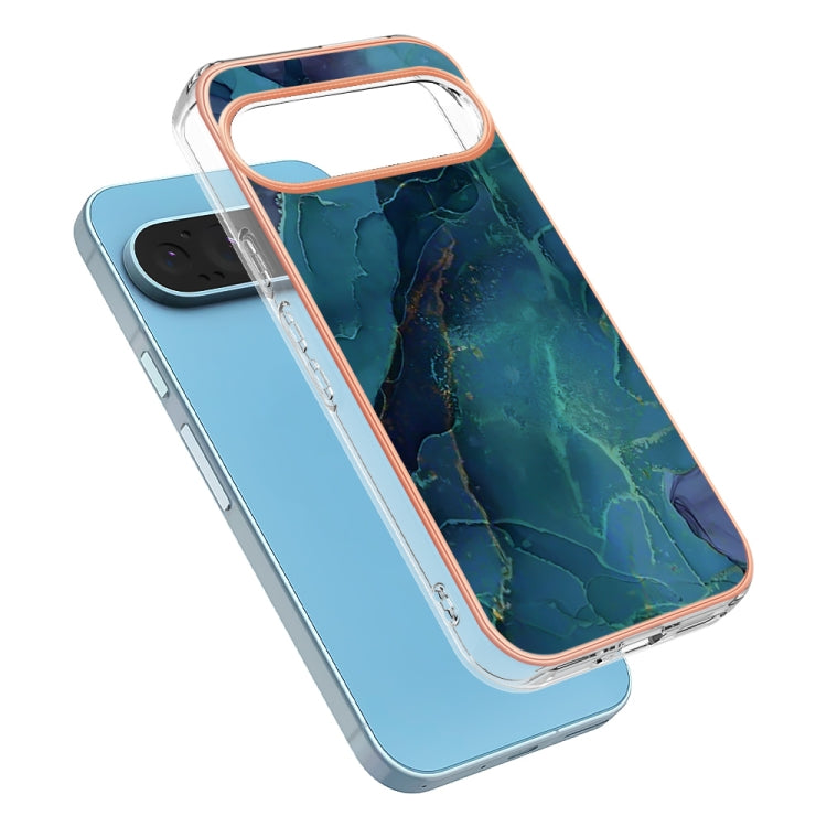 For Google Pixel 9 Pro XL Electroplating Marble Dual-side IMD Phone Case(Green 017)