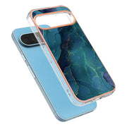 For Google Pixel 9 Pro XL Electroplating Marble Dual-side IMD Phone Case(Green 017)
