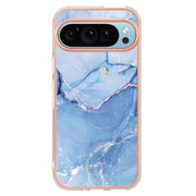 For Google Pixel 9 Pro XL Electroplating Marble Dual-side IMD Phone Case(Blue 018)