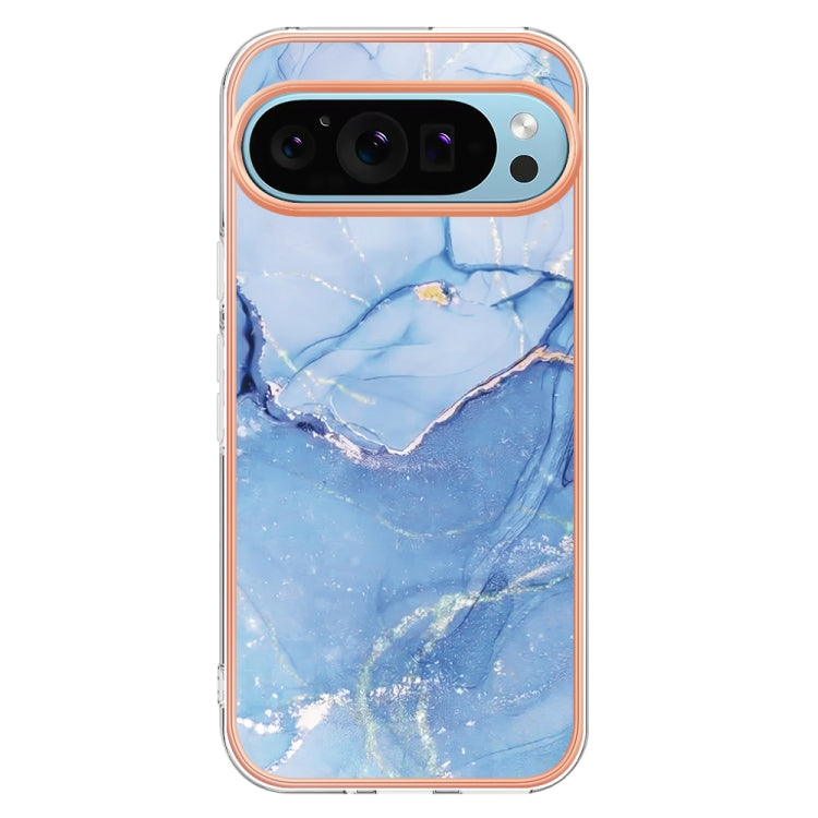 For Google Pixel 9 Pro XL Electroplating Marble Dual-side IMD Phone Case(Blue 018)