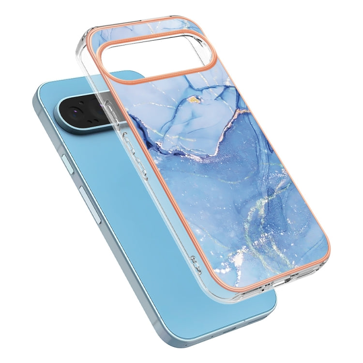 For Google Pixel 9 Pro XL Electroplating Marble Dual-side IMD Phone Case(Blue 018)
