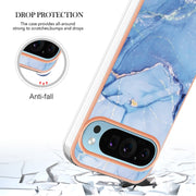 For Google Pixel 9 Pro XL Electroplating Marble Dual-side IMD Phone Case(Blue 018)