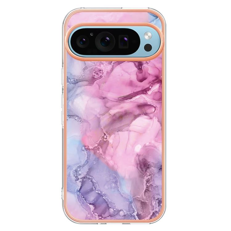 For Google Pixel 9 Pro XL Electroplating Marble Dual-side IMD Phone Case(Pink 013)