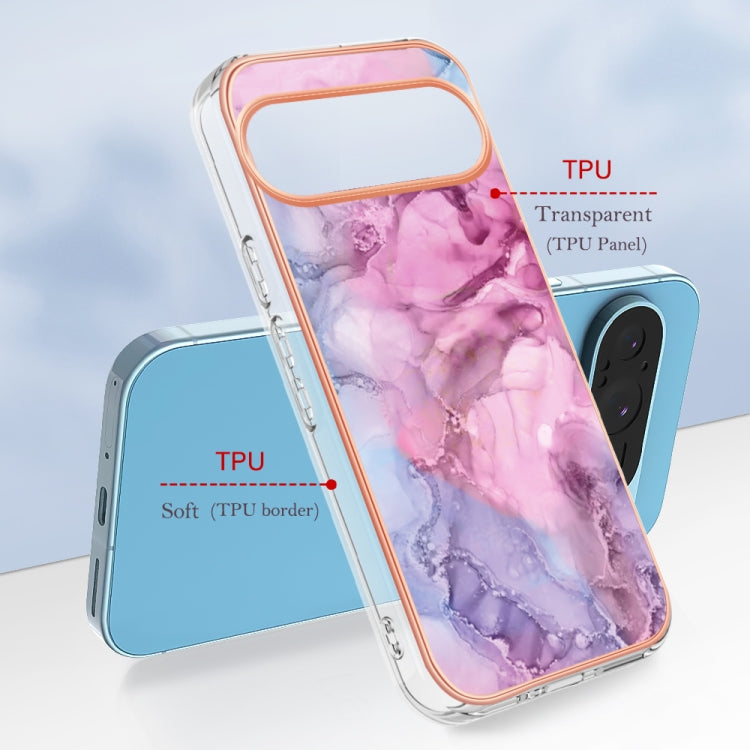 For Google Pixel 9 Pro XL Electroplating Marble Dual-side IMD Phone Case(Pink 013)