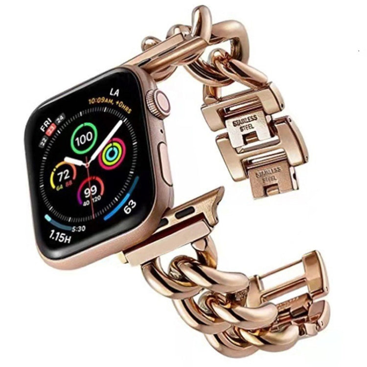 Big Denim Chain Metal Watch Band For Apple Watch 9 45mm(Rose Gold)