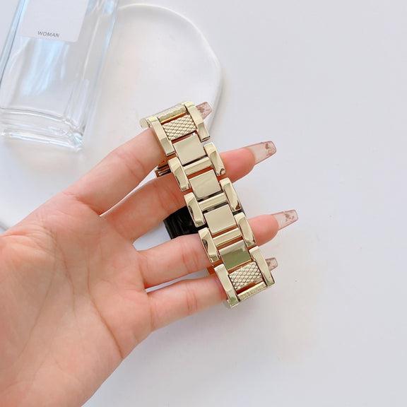 Plaid Metal Watch Band For Apple Watch Series 10 46mm(Gold)