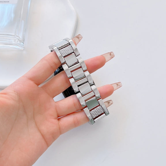 Plaid Metal Watch Band For Apple Watch Series 10 46mm(Silver)