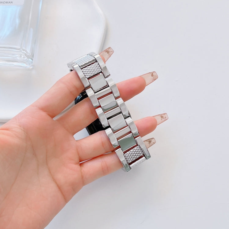 Plaid Metal Watch Band For Apple Watch Series 10 46mm(Silver)