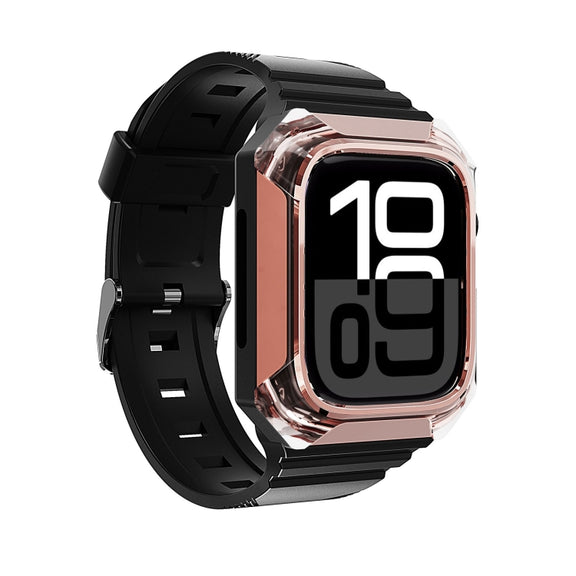Armor Case Integrated TPU Watch Band For Apple Watch Series 10 42mm(Rose Gold)