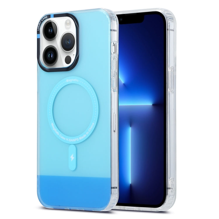 For iPhone 13 Pro PC + TPU IMD MagSafe Magnetic Phone Case(Blue)