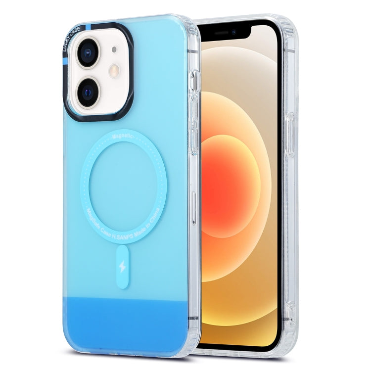 For iPhone 12 PC + TPU IMD MagSafe Magnetic Phone Case(Blue)
