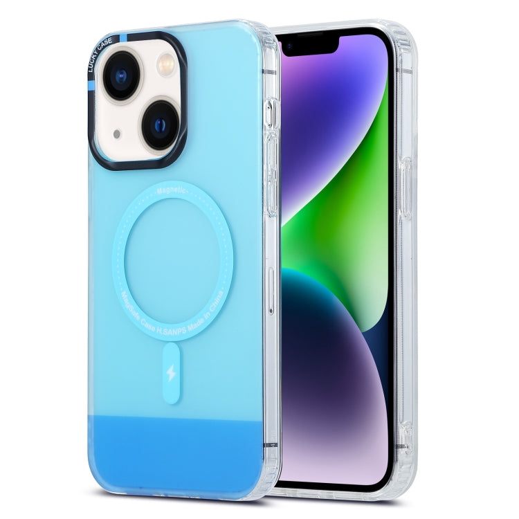 For iPhone 15 Plus PC + TPU IMD MagSafe Magnetic Phone Case(Blue)