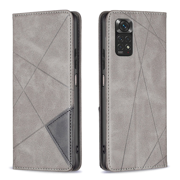 For Xiaomi Redmi Note 12S 4G / Note 11  Rhombus Texture Magnetic Leather Phone Case(Grey)