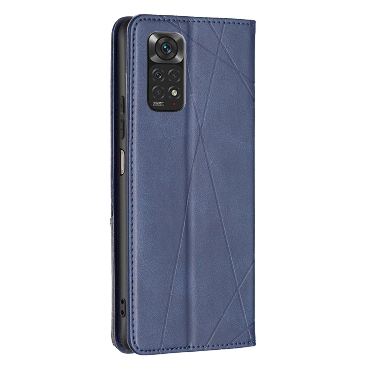 For Xiaomi Redmi Note 12S 4G / Note 11  Rhombus Texture Magnetic Leather Phone Case(Blue)