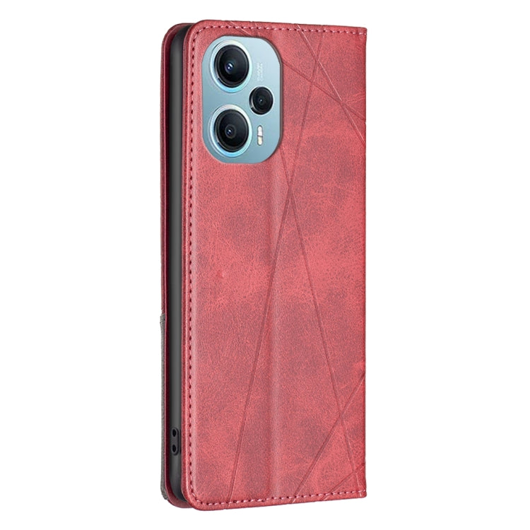 For Xiaomi Poco F5 5G / Redmi Note 12 Turbo Rhombus Texture Magnetic Leather Phone Case(Red)
