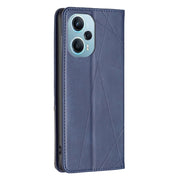 For Xiaomi Poco F5 5G / Redmi Note 12 Turbo Rhombus Texture Magnetic Leather Phone Case(Blue)