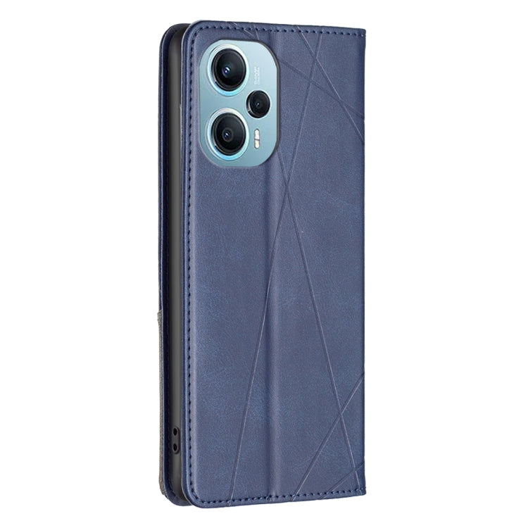 For Xiaomi Poco F5 5G / Redmi Note 12 Turbo Rhombus Texture Magnetic Leather Phone Case(Blue)