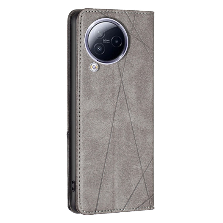 For Xiaomi Civi 3 5G Rhombus Texture Magnetic Leather Phone Case(Grey)