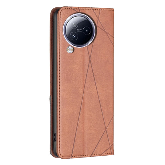 For Xiaomi Civi 3 5G Rhombus Texture Magnetic Leather Phone Case(Brown)