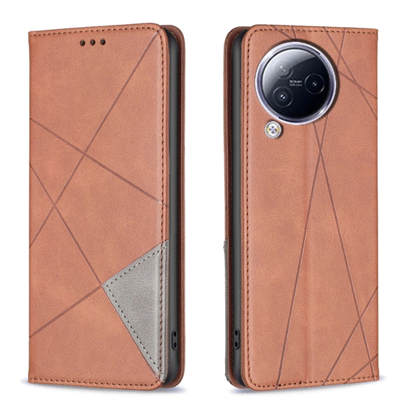 For Xiaomi Civi 3 5G Rhombus Texture Magnetic Leather Phone Case(Brown)