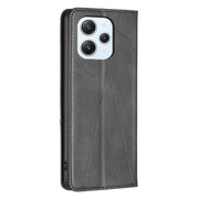 For Xiaomi Redmi 12 4G Rhombus Texture Magnetic Leather Phone Case(Black)