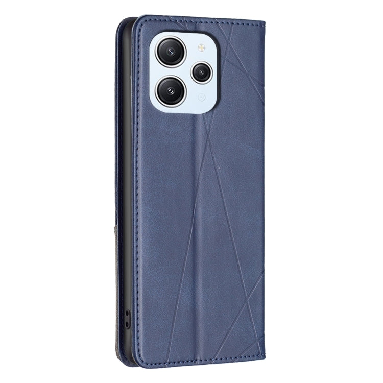 For Xiaomi Redmi 12 4G Rhombus Texture Magnetic Leather Phone Case(Blue)
