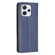 For Xiaomi Redmi 12 4G Rhombus Texture Magnetic Leather Phone Case(Blue)