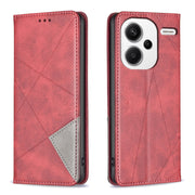 For Xiaomi Redmi Note 13 Pro+ 5G Rhombus Texture Magnetic Leather Phone Case(Red)