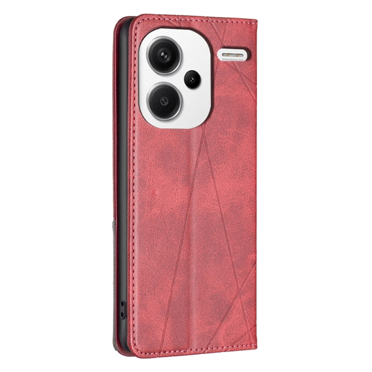 For Xiaomi Redmi Note 13 Pro+ 5G Rhombus Texture Magnetic Leather Phone Case(Red)