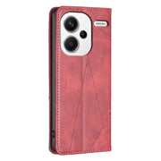 For Xiaomi Redmi Note 13 Pro+ 5G Rhombus Texture Magnetic Leather Phone Case(Red)
