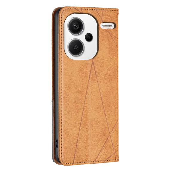 For Xiaomi Redmi Note 13 Pro+ 5G Rhombus Texture Magnetic Leather Phone Case(Yellow)