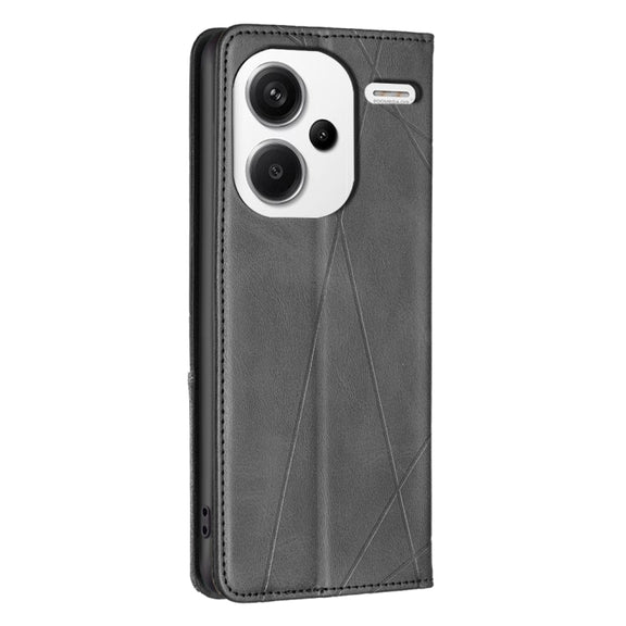 For Xiaomi Redmi Note 13 Pro+ 5G Rhombus Texture Magnetic Leather Phone Case(Black)