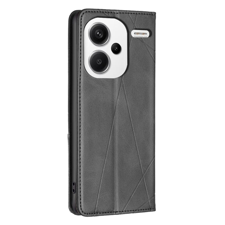 For Xiaomi Redmi Note 13 Pro+ 5G Rhombus Texture Magnetic Leather Phone Case(Black)