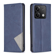 For Xiaomi Redmi Note 13 Rhombus Texture Magnetic Leather Phone Case(Blue)