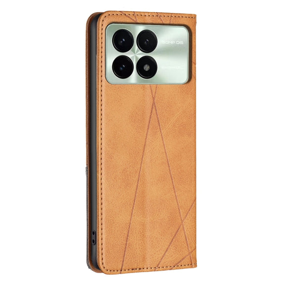For Xiaomi Redmi K70 / K70 Pro Rhombus Texture Magnetic Leather Phone Case(Yellow)