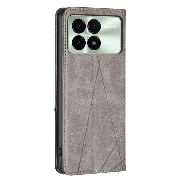For Xiaomi Redmi K70 / K70 Pro Rhombus Texture Magnetic Leather Phone Case(Grey)
