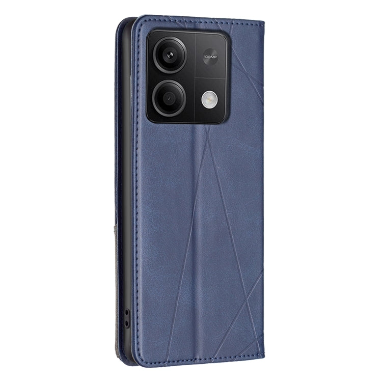 For Xiaomi Redmi Note 13 4G Global Rhombus Texture Magnetic Leather Phone Case(Blue)