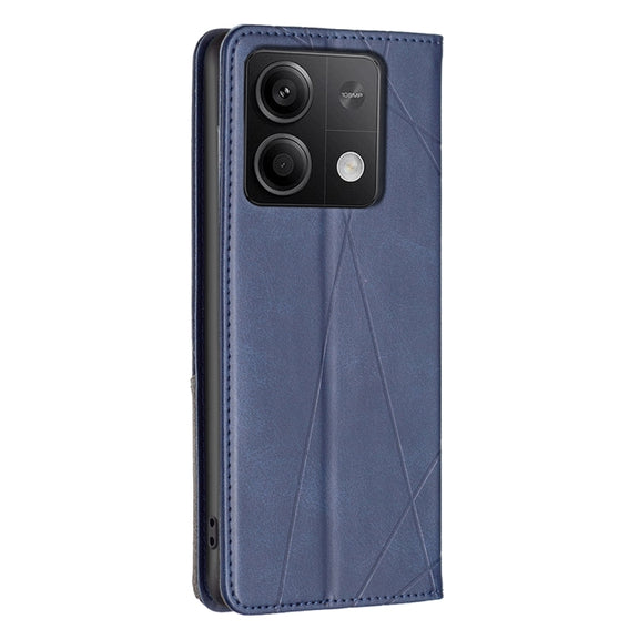 For Xiaomi Redmi Note 13 4G Global Rhombus Texture Magnetic Leather Phone Case(Blue)