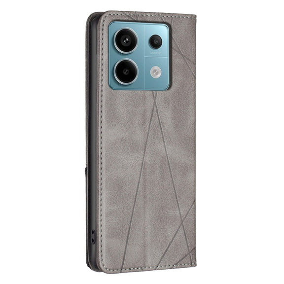 For Xiaomi Redmi Note 13 Pro 4G Global Rhombus Texture Magnetic Leather Phone Case(Grey)