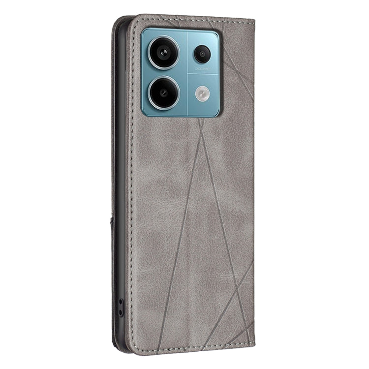 For Xiaomi Redmi Note 13 Pro 4G Global Rhombus Texture Magnetic Leather Phone Case(Grey)