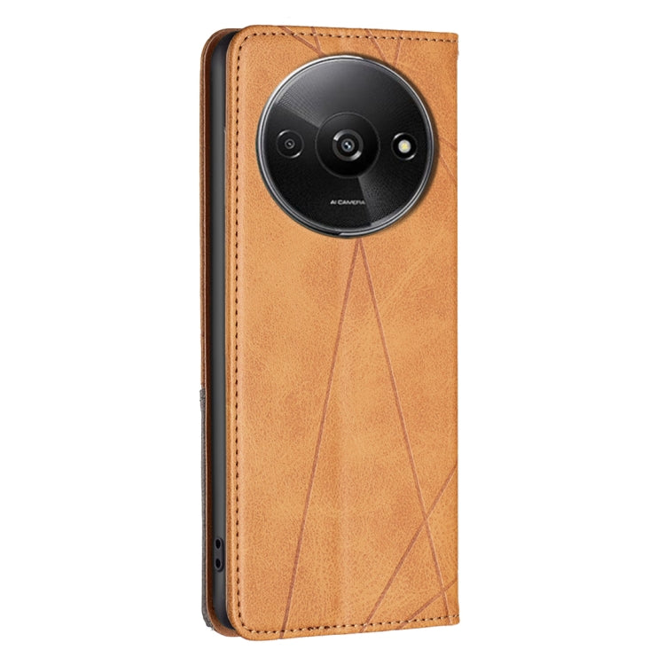 For Xiaomi Redmi A3 Rhombus Texture Magnetic Leather Phone Case(Yellow)