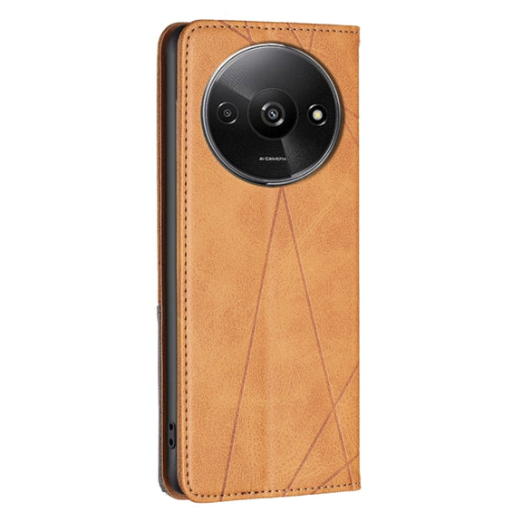 For Xiaomi Redmi A3 Rhombus Texture Magnetic Leather Phone Case(Yellow)